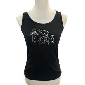 Black Y2k Rhinestone Horse Tank Top
